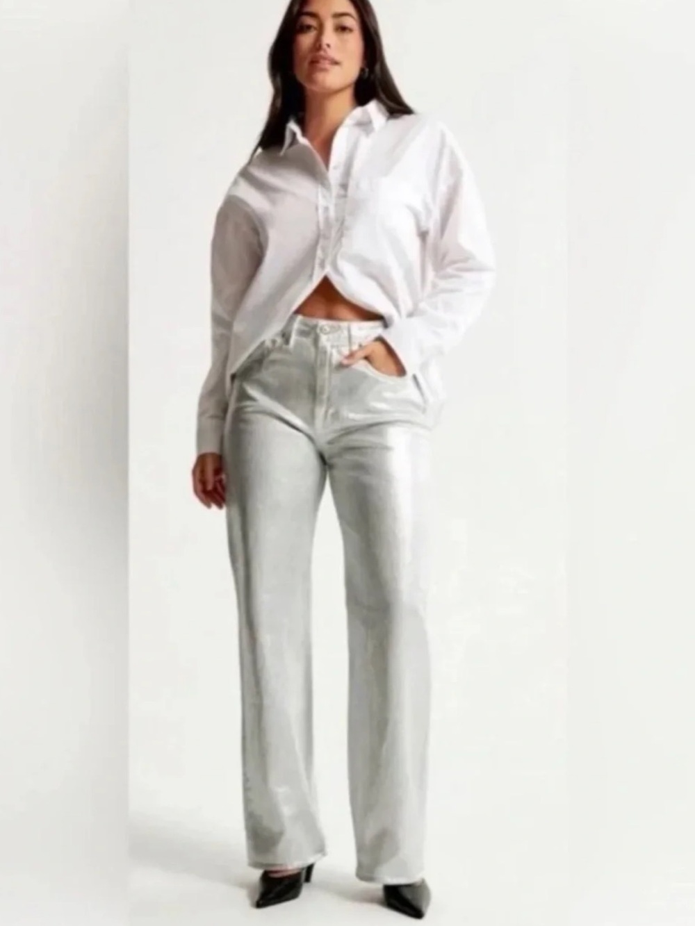 Abercrombie & Fitch Jeans High Rise 90s Relaxed Silver